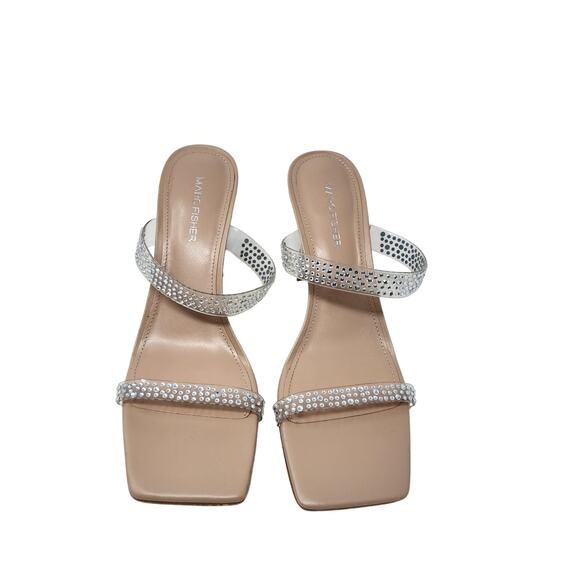 Marc Fisher Arlana Rhinestone Embellished Strap Lucite Heels Tan Size 9M - Picture 2 of 7